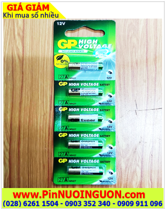 COMBO mua 01vỉ=5viên Pin 12v Remote GP High Voltage 27A, A27, MN27 Alkaline chính hãng _Giá chỉ 69.000/Vỉ 5viên